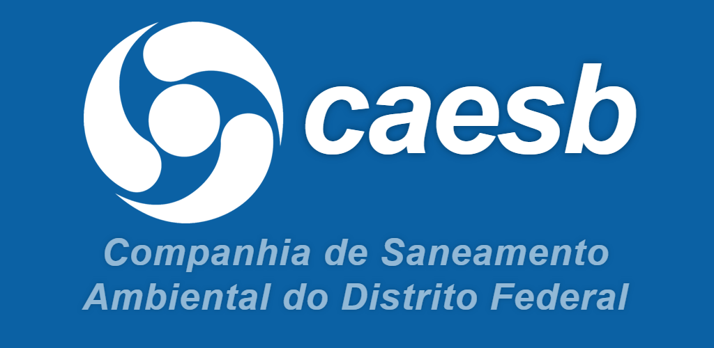 Logotipo da CAESB - Companhia de Saneamento Ambiental do Distrito Federal, com fundo azul e texto branco