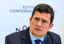 CARCAVELOS, PORTUGAL - MAY 28: Minister of Justice and Public Security of Brazil S?rgio Moro gestures during a press conference at the end of his participation in a debate on "Back to Basics: Democracy and the Fight Against Corruption" during the second day of Estoril Conferences 2019 dealing with "Empowering Humanity: From Local to Global Justice", in NOVA School of Economics campus on May 28, 2017 in Carcavelos, Portugal. The Estoril Conferences are a global meeting that takes place every other year. The event, under the high patronage of the President of Portugal, deals with globalization and political, economic, social and cultural changes occurring nowadays that promote and accelerate new international players, schisms, inter-connections and interdependences among peoples, countries and regions. (Photo by Horacio Villalobos#Corbis/Corbis via Getty Images)